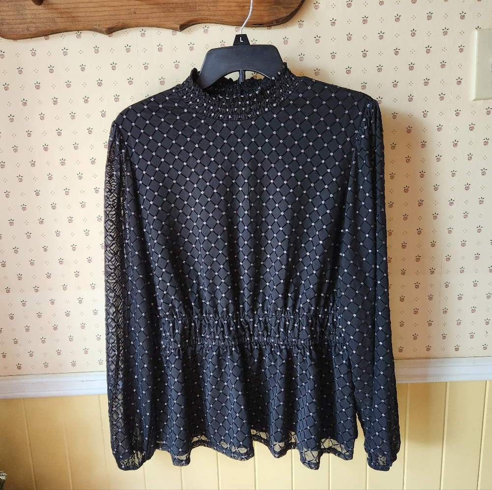 Cato Black Patterned Blouse